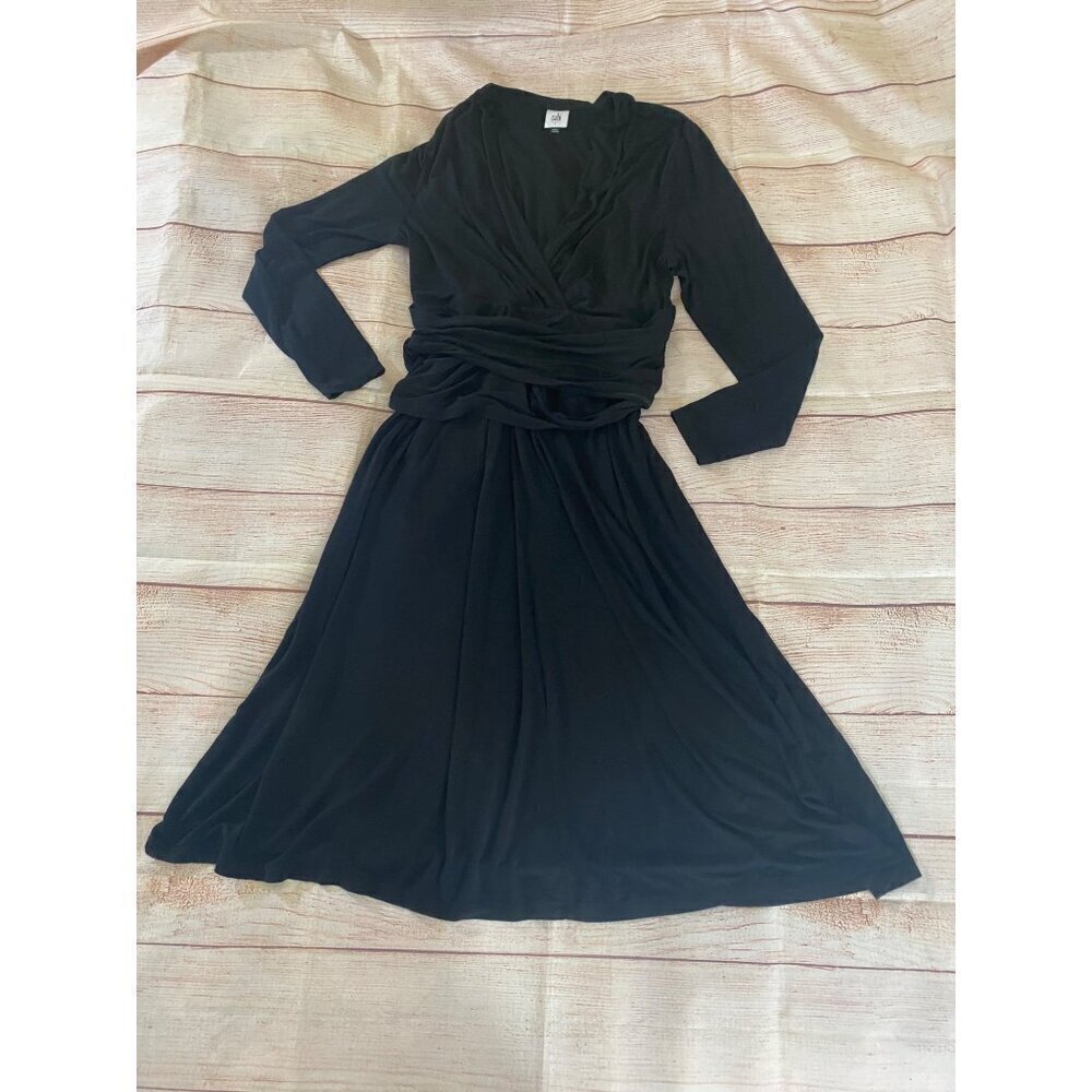 Cabi Women's Black Wrap Long Sleeve Dishi Dress - Medium - Picture 7 of 15
